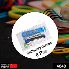 4848 6-Pcs Combo Zipper Pouch scissor Ruler Pen And Marker Used While Studying By Teachers And Students In Schools And Colleges Etc. DeoDap
