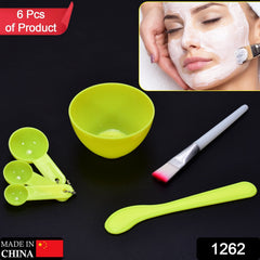 1262 Facial Mask Bowl Set For Girls Use ( 6 pcs Set ) DeoDap