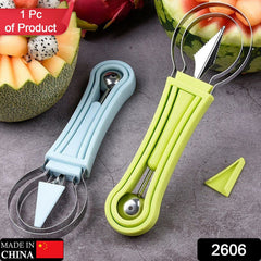 2606 4 in 1 Stainless Steel Melon Baller Seed Remover, Sorbet Dessert Ball Spoon, Fruit Digging Spoon, Double Sided Fruit Scooper, Watermelon Baller Scoop DeoDap