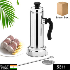 5311 Puttu Maker with Steamer Plate, Metal Stick, Black Plastic Handle, Silver Lid, Puttu Maker Set To Use with Pressure Cooker Top, Food Grade Stainless Steel DeoDap