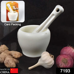 7193 Mortar and Pestle Set for Spices, Okhli Masher, Khalbatta, Kharal, Mixer, Natural & Traditional Grinder and Musal, Well Design for Kitchen, Home, Herb DeoDap