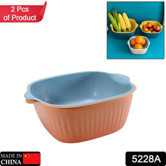 5228A KITCHEN BOWL PLASTIC WASHING BOWL AND STRAINER DRAINER BASKET FOR HOME & KITCHEN USE DeoDap