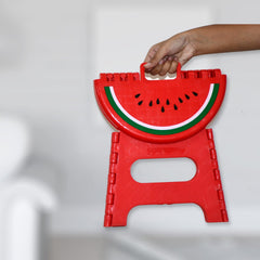4365 Mix Color Creative Thickening Folding Stool, Fruit Pattern Plastic Low Stool for Kindergarten Small Bench Hinge Handle Design,Learn Game Children's Kids Table Indoor Household Children's Chair Lightweight