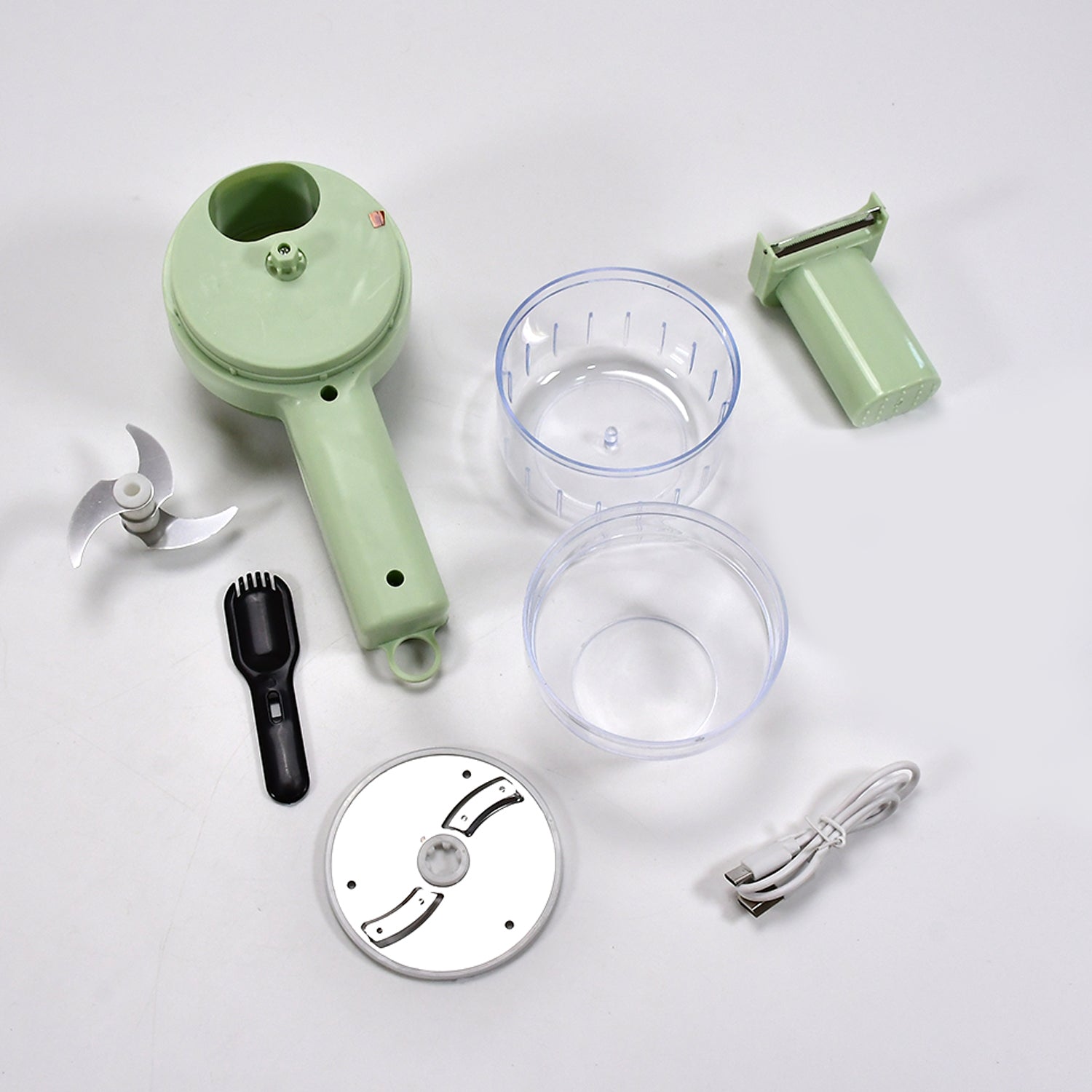 2284 4 in 1 Handheld Electric Vegetable Cutter Set, Multifunction Mini Chopper Food Processor, Wireless Electric Garlic Mud Masher, for Garlic, Chili ,Onion, Ginger DeoDap