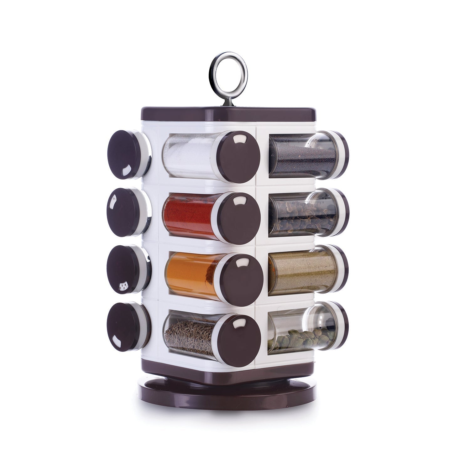 8119 Ganesh Multipurpose Revolving Spice Rack With 16 Pcs Dispenser each 100 ml Plastic Spice ABS Material 1 Piece Spice Set 1 Piece Spice Set (Plastic) DeoDap