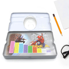 4137 Big Cartoon Printed Metal Compass Box, Pencil Case With Sharpner, Eraser, Pencil, Marker & Scale for Kids Stationery Compass Box, Stationery Gift for School Kids Compass, Pencil Box, Birthday Return Gift for Kids (6 Pc Set)