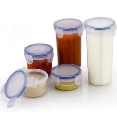 5830 Plastic Liquid Round Airtight Food Storage Container with Leak Proof Locking Lid BPA Free Container for Kitchen, 5 Pcs Set (Transparent, ( Approx Capacity 110 ml,160 ml,210 ml,400 ml,500 ml)