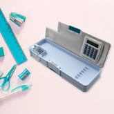 4570 Double Sided Magnetic Geometry Box, Pencil Box with Calculator and Sharpener for Boys Art Plastic Pencil Box for Girls and Boys