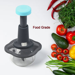 5329 Push Chopper Manual Food Chopper and Hand Push Vegetable Chopper, Cutter, Mixer Set for Kitchen with 3 Stainless Steel Blade DeoDap