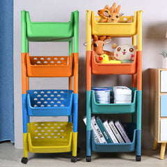 5298 4 Layers Fruit & Vegetable Basket Trolley Plastic for Home and Kitchen Fruit Basket Storage Rack Organizer Holders Kitchen Trolley DeoDap