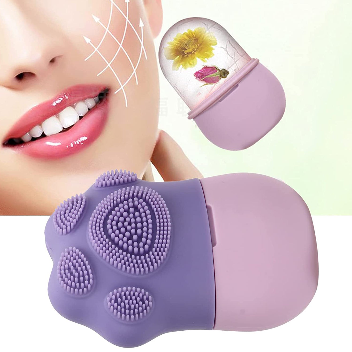 1226 Non Slip Silicone Face Ice Cubes Easy Grip New Unique Shape ice Roller Base Reusable for Beauty ( 1 pc ) DeoDap