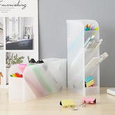 4384 Plastic 4 Compartment Office Desktop Storage Box, Pen Pencil Stand/Holder Stationary Organizer, Plastic Desktop Stationary Organizer For School