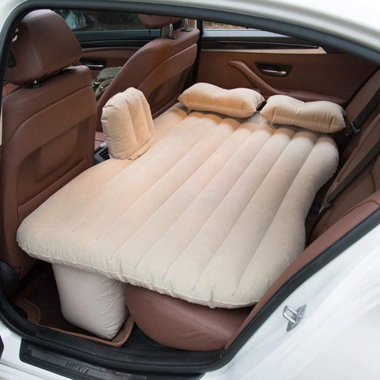 8043 Car Inflatable Bed with 2 Pillows & Air Pump (Portable) For Travel, Camping, Vacation | Polyester Inflatable Travel Car Bed Air Sofa with Two Inflatable Pillow and Air Pump for Car Back Seat, Air Pump Random Colour