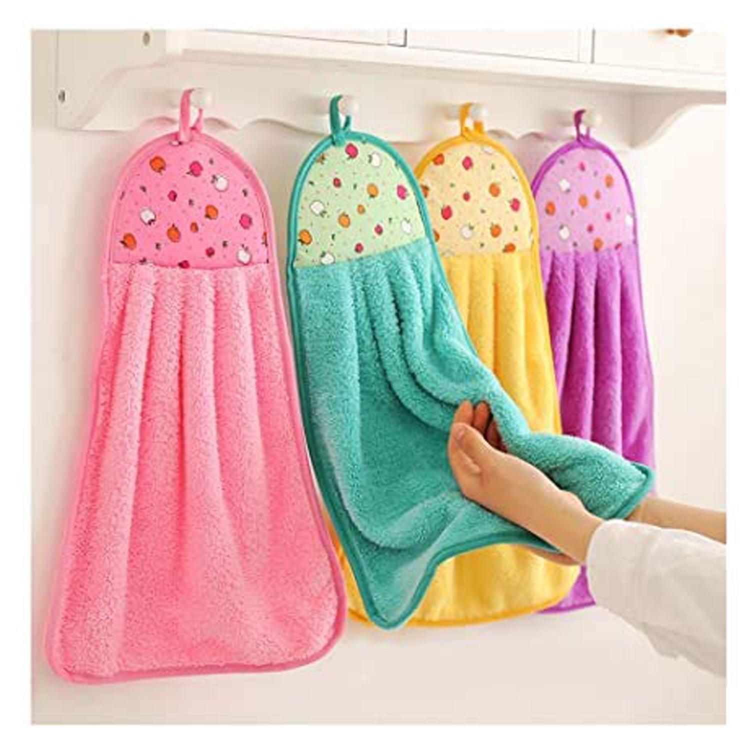 6203 Microfiber wash Basin Hanging Hand Kitchen Towel Napkin Microfiber Cloth Cartoon Animal Hanging Dishcloths Kitchen Accessories ( 1pc ) DeoDap