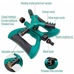 7482 360 Degree 3 Arm Sprinkler for Watering Garden and Lawn Irrigation Yard Water Sprayer DeoDap