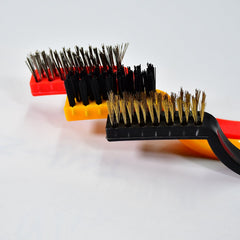 2166 3pc Mini Wire Brush Set Brass Nylon Stainless Steel Bristles Household Cleaning Brush for Gas Stove, Smoke Machine Tool Burner Tiles Tap Rust Removal Welding Slag Dirt & Paint Scrubbing. DeoDap