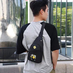 0324 cartoon fancy Waterproof Anti Theft Crossbody fanny pack waist bag PU Leather Shoulder Bags Chest Men Casual fashion USB Charging earphone hook Sling Travel Messengers Bag DeoDap