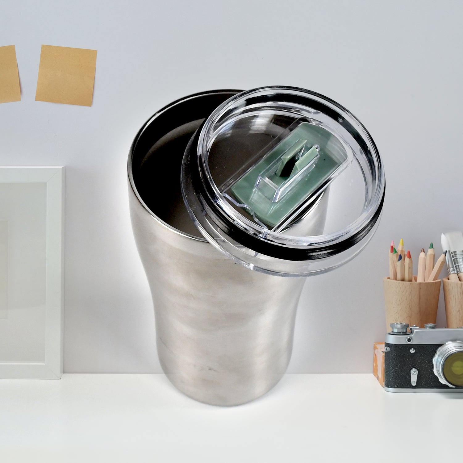 7180 Stainless Steel Vacuum Insulated Insulated Coffee Cups Double Walled Travel Mug, Car Coffee Mug with Leak Proof Lid Reusable Thermal Cup for Hot Cold Drinks Coffee, Tea DeoDap