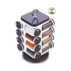 8119 Ganesh Multipurpose Revolving Spice Rack With 16 Pcs Dispenser each 100 ml Plastic Spice ABS Material 1 Piece Spice Set 1 Piece Spice Set (Plastic) DeoDap