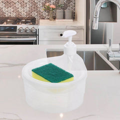 12589 Double Layer Liquid soap Dispenser with Pump and Sponge, Practical for Hotel Sink Clear, Soap Dispensing Liquid Pump Bottle for Home, Kitchen Rectangle ( 2 in 1 )