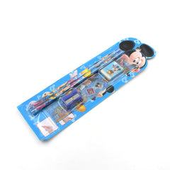 4643 Mix Design Cartoon Wooden Pencil Set, Stationary Set 5 in 1 Items Educational Item for School Going Kids, Stationary Set for Girls Boys/Stationary for School/Gift Pack for Girls Kids/Birthday Gift Kids (5 Pc Set )