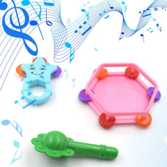4377 Musical Gallery Khanjari Musical Instrument Toy Baby Play Toy Fun Return Gift for Kids Birthday (3 Pc Set)