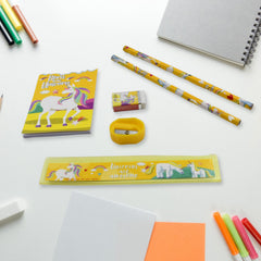 4599 6 PC SET STATIONARY SET INCLUDING PENCIL RULER RUBBER PENCIL SHARPENER SCHOOL, OFFICE PRODUCT GIFT