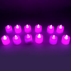 6632A Pink Flameless LED Tealights, Smokeless Plastic Decorative Candles - Led Tea Light Candle For Home Decoration (Pack Of 12pc) ( Diya , Divo , Diva , Deepak , Jyoti)
