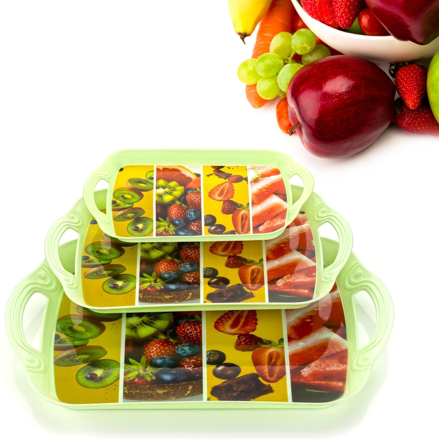 5211 Serving Tray Set 3 pcs Different Size For Kitchen & Office Use DeoDap
