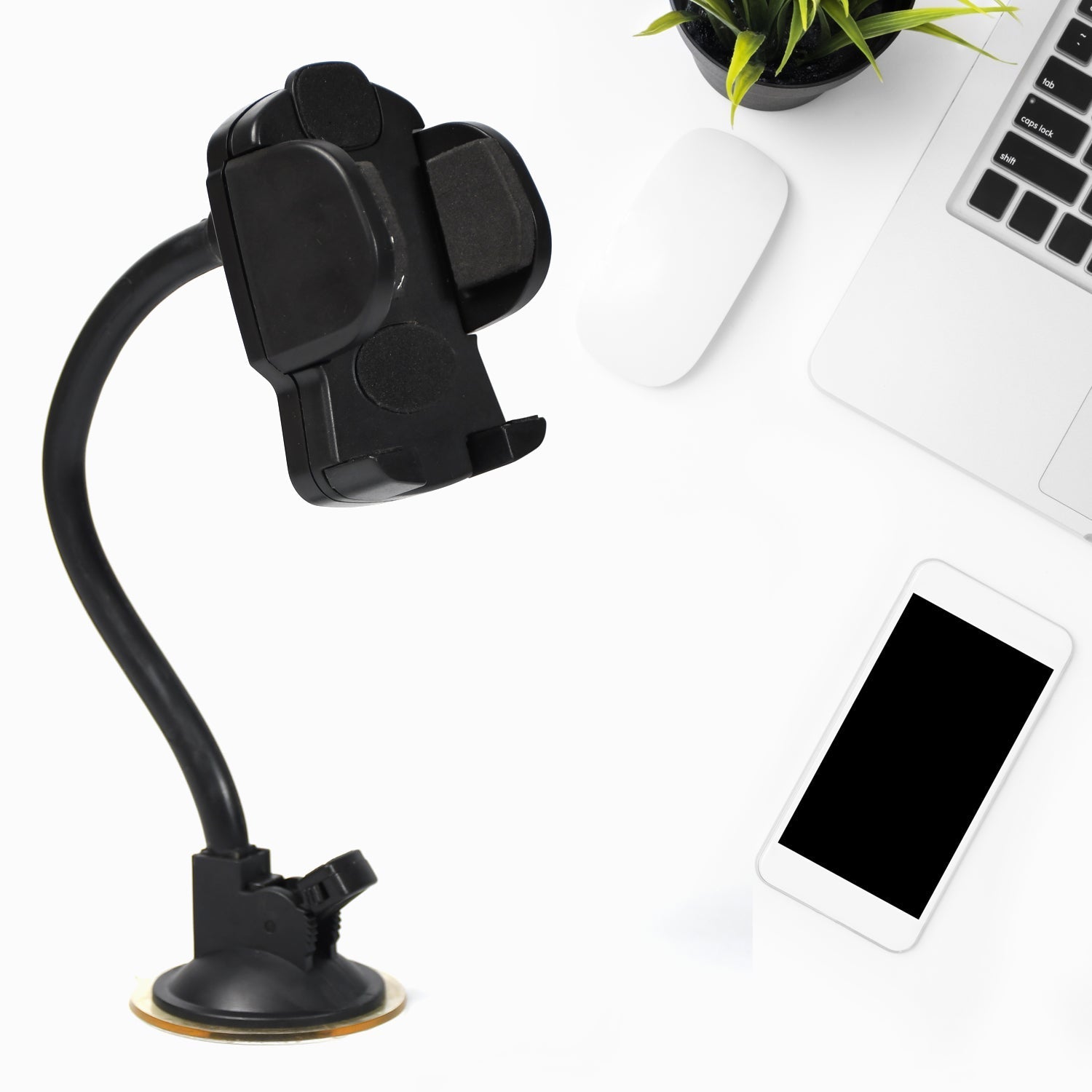 7217 Mobile Phone Holder Long 27cm For Car, Windscreen Car Long Phone Mount & Dashboard Mount, Long Arm Cell Phone Holder with Strong Suction Cup DeoDap