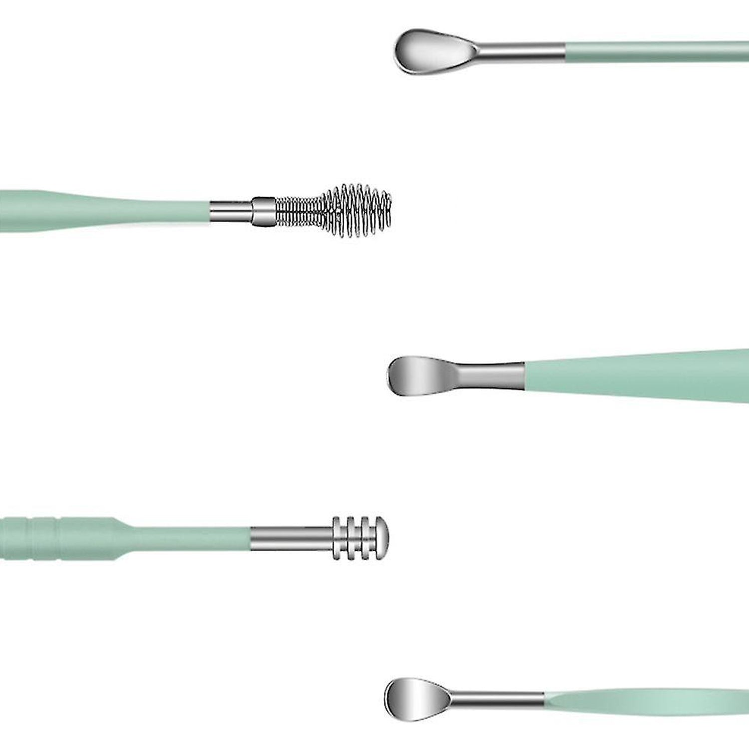6317 6-in-1 Ear Wax Cleaner- Resuable Ear Cleaning Tools Leather Pouch - Ear Pick Wax Remover Tool Kit with Ear Curette Cleaner and Spring Ear Buds Cleaner Fit in Pocket Great for Traveling DeoDap