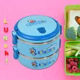 2873A Doraemon 2layer Lunch Box Steel High Quality 2 Layer Tiffin Box For Home , Office & School Use DeoDap
