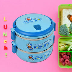 2873A Doraemon 2layer Lunch Box Steel High Quality 2 Layer Tiffin Box For Home , Office & School Use DeoDap