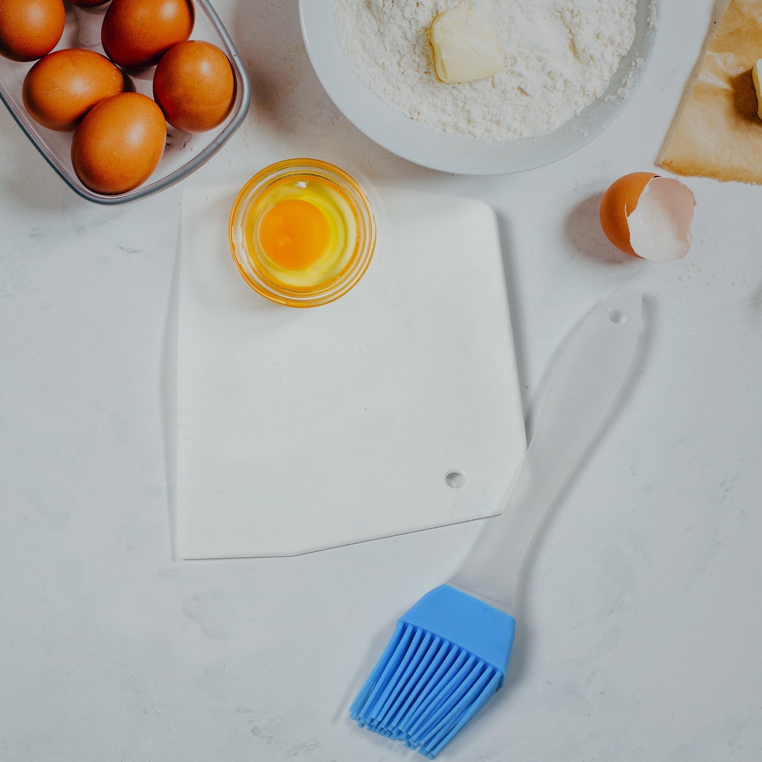 5358 Silicone Spatula Brush And Cake Scraper For Cake Mixer, Decorating, Cooking, Baking and Glazing ( Set of 2pc ) DeoDap