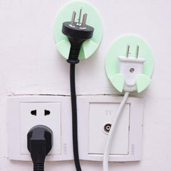 6818 Plastic Adhesive Cable Plug Hook Bathroom Power Plug Socket Holder for office, home and restaurant use 2 pc Set