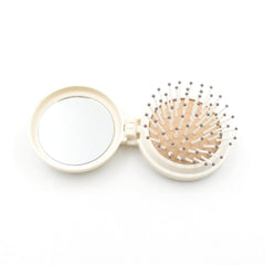 8412 Foldable Travel Mirror Hair Brushes, 1pc Round Portable Folding Pocket Hair Brush, Mini Hair Comb Compact Travel Size, Hair Massage Comb, For Men Women And Girls