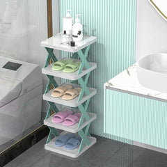 9054A 5 Tier Shoes Stand, Shoe Tower Rack Suit for Small Spaces, Closet, Small Entryway, Easy Assembly and Stable in Structure, Corner Storage Cabinet for Saving Space DeoDap