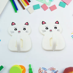 17616 Cute Cat Wall Mounted Hook, Heavy Duty Hook, Sticky Hook Household, For Home, All Type Wall Use Hook, Suitable for Bathroom, Kitchen, Office (2 Pc Set)