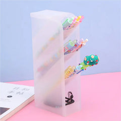4384 Plastic 4 Compartment Office Desktop Storage Box, Pen Pencil Stand/Holder Stationary Organizer, Plastic Desktop Stationary Organizer For School