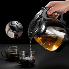 5886 Flame Proof Glass Kettle & Cup Set With Stainer High Quality Kettle Set For Home & Cafe Use (4 Cup & 1 Kettle)