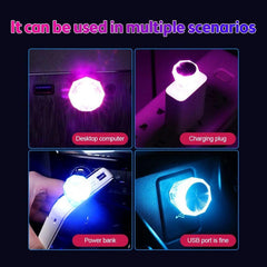 6819 Mix Color Diamond Shape Car Mini USB LED Environmental Lights for Car and Home Decoration Led Light, Mini USB LED Night Lights Car Interior Atmosphere Lamp (Mix -Color)