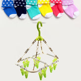 1567 STRONG CLOTHESPIN RACK LAUNDRY DRYING RACK, CLOTHES HANGERS WITH 15 CLIPS, CLIP HANGER DRIP HANGER FOR DRYING UNDERWEAR, BABY CLOTHES, SOCKS, BRAS, TOWEL, CLOTH DIAPERS, GLOVE, HIGH QUALITY MATERIAL