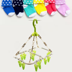 1567 STRONG CLOTHESPIN RACK LAUNDRY DRYING RACK, CLOTHES HANGERS WITH 15 CLIPS, CLIP HANGER DRIP HANGER FOR DRYING UNDERWEAR, BABY CLOTHES, SOCKS, BRAS, TOWEL, CLOTH DIAPERS, GLOVE, HIGH QUALITY MATERIAL