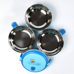 2872A 3 Layer Doraemon Lunch Box Tiffin High Quality Steel Lunch Box 3 Layer Tiffin For School ,Office & Traveling Use DeoDap