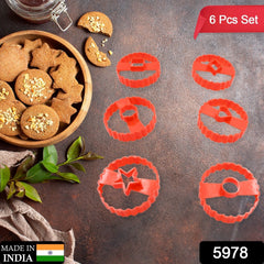 5978 Cookie Cutters Set Plastic Easter Biscuit Cutting Tool for DIY Cake Decoration Fondant Biscuit Cookie Pastry Sandwich (6 Pc Set )