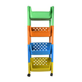 5298 4 Layers Fruit & Vegetable Basket Trolley Plastic for Home and Kitchen Fruit Basket Storage Rack Organizer Holders Kitchen Trolley DeoDap