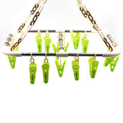 1567 STRONG CLOTHESPIN RACK LAUNDRY DRYING RACK, CLOTHES HANGERS WITH 15 CLIPS, CLIP HANGER DRIP HANGER FOR DRYING UNDERWEAR, BABY CLOTHES, SOCKS, BRAS, TOWEL, CLOTH DIAPERS, GLOVE, HIGH QUALITY MATERIAL