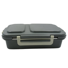 5583 Miracle Quick Lock Leak Proof 2 Compartment Stainless Steel LUNCH BOX Inner Plate Reusable Microwave Freezer Safe Lunch Box Trendy Thermal Insulation Leak Proof for Office Vacuum Tiffin Box for Boys / Girls / School / Office Women and Men