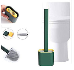 1410 Silicone Toilet Brush with Holder Stand for Bathroom Cleaning DeoDap