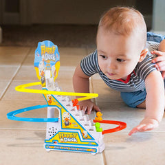 4480 Ducks Climb Stairs Toy Roller Coaster, Electric Duck Chasing Race Track Set, Fun Duck Stair Climbing Toy with Flashing Lights Music and 3 Ducks, Small Ducks Climbing Toys DeoDap